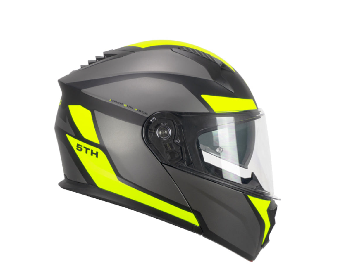 Casco modulare SKAP 5THG FALCON SPORT Nero Giallo fluo opaco