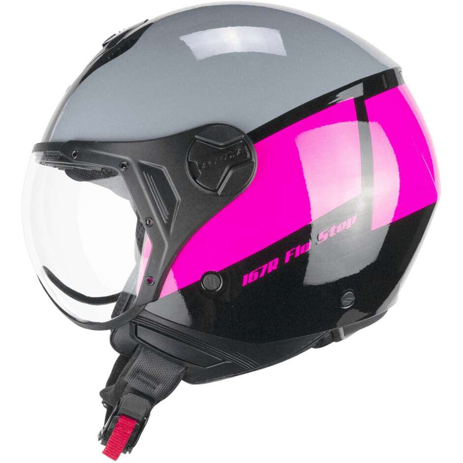 Casco Demi Jet CGM 167R FLO STEP Grigio Fucsia
