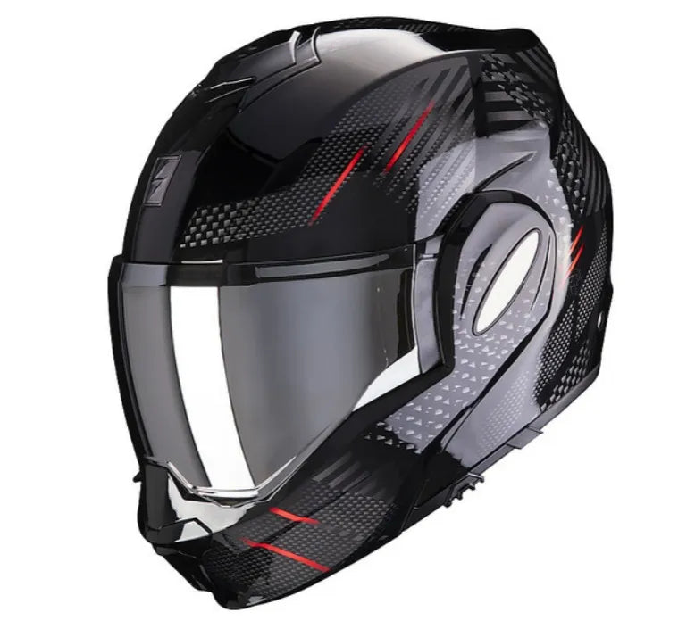 Casco Modulare Scorpion EXO-TECH PULSE Nero Rosso Glossy