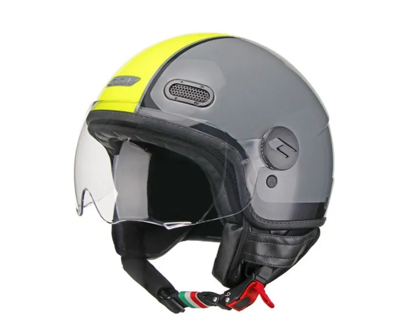 Casco Demijet CGM 109x Globo Sport Visiera Corta Grigio Giallo Fluo - OFFERTA