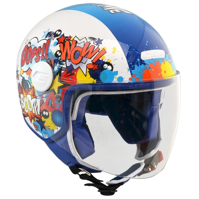 Casco Bambini Jet CGM 205G MAGIC COMICS Visiera Lunga Blu\Bianco