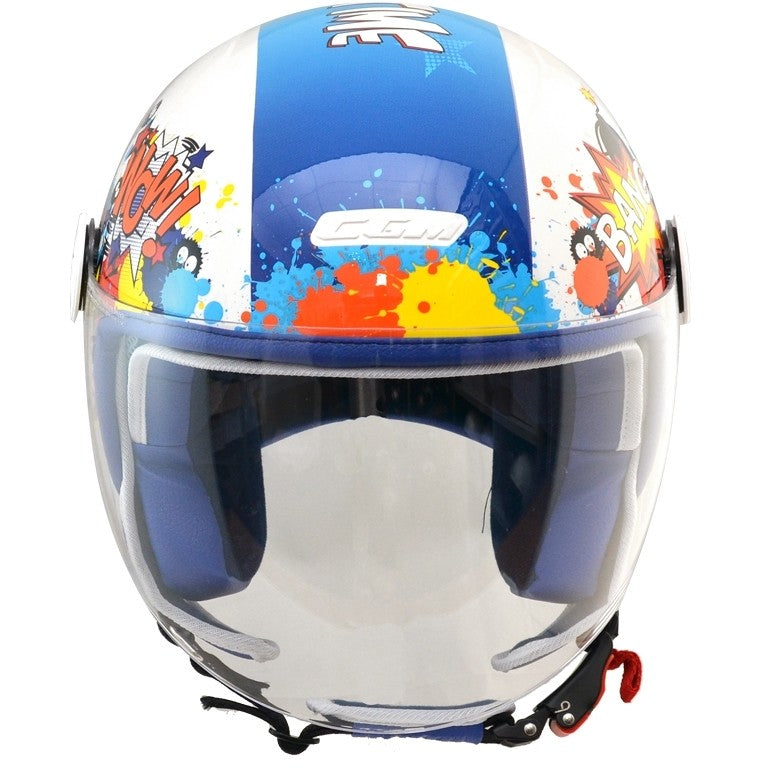Casco Bambini Jet CGM 205G MAGIC COMICS Visiera Lunga Blu\Bianco