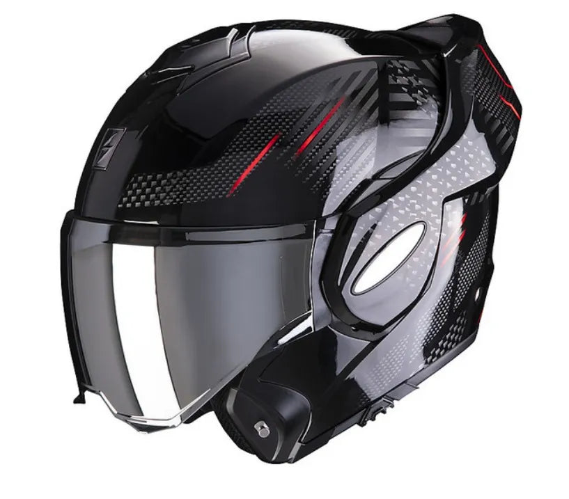 Casco Modulare Scorpion EXO-TECH PULSE Nero Rosso Glossy
