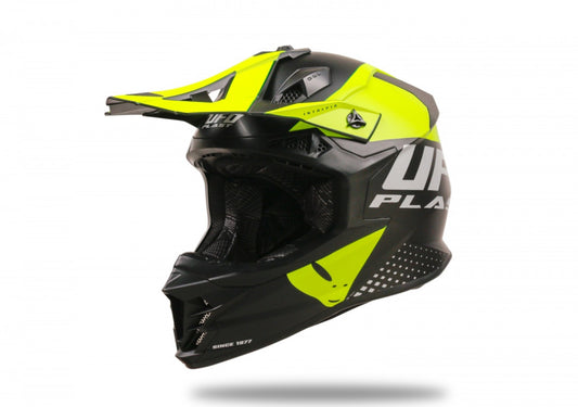 Casco Cross UFO Intrepid nero giallo fluo